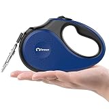 Peteast Retractable Dog Leash Small Breed, Patented Dog Leash for Small Dog, Leash Up to 26lbs, 10ft, Portable Design with One Button Brake/ Lock, Comfortable Hand Grip，Blue