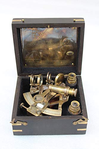 3 Inch Beautiful Handicraft Brass Sextant with Wooden Box....