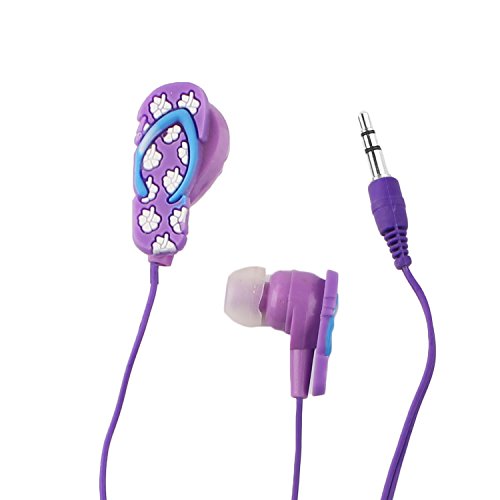 Flip Flop Earbuds for Audio Devices and Phones - 3.5mm In-Ear Headphones Earphones by bogo Brands (Purple)