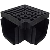 Polylok Heavy Duty Trench Drain 90 Degree Corner &amp; Grate - Black