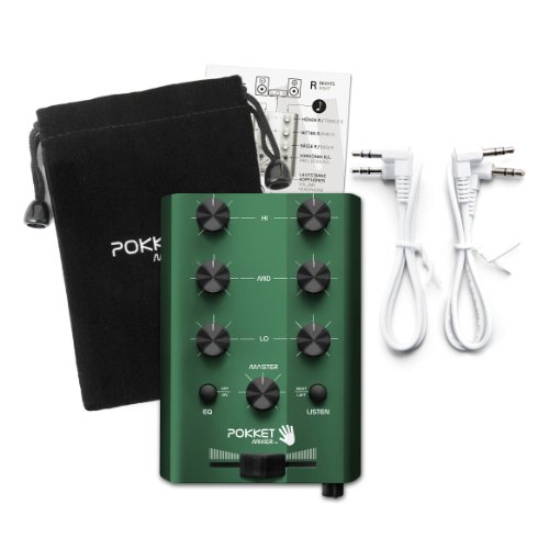 Pokket Mixer PM11GRE001 Mobile Mini DJ Mixer - Speakers - Retail Packaging - Racing Green