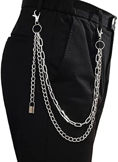 Chaîne Décorative Biker Chaînes De Pantalon Punk Rock - Lot 3 Pièces Argent - Style Biker Décoration Vêtement Punk