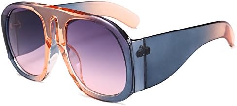 SIKYGEUM Oversized Sunglasses Women Multi Tinted Thick Big Frame Clout Goggles (C5 Orange/Gray Purple Gradient)