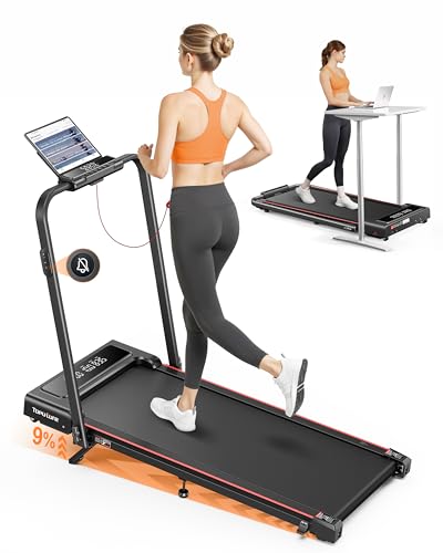 TOPUTURE Foldable Walking Pad with Incline, 4 in 1 Treadmill for Home & Office, 2.5HP Under Desk Treadmill, Portable Compact Treadmills Silent Remote Control, App & LED Display, Installation-Free