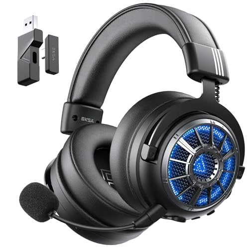Casque Gaming sans Fil, E5000BT Casque Bluetooth 5.3, Casque Gamer 2,4 GHz Port USB-C et USB-A, Son Surround 7.1 Casque Micro Antibruit Amovible pour PC/PS4/ PS5,/Mac