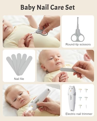 Lictin 26 en 1 Kit de Aseo y Cuidado del Bebés, Kit Cortauñas para Bebé | Kit de Lima de Uñas Recargable para Bebé, Kit de Cuidado de la Salud del Bebé Recién Nacido, Portátil Kit de Aseo para Bebés