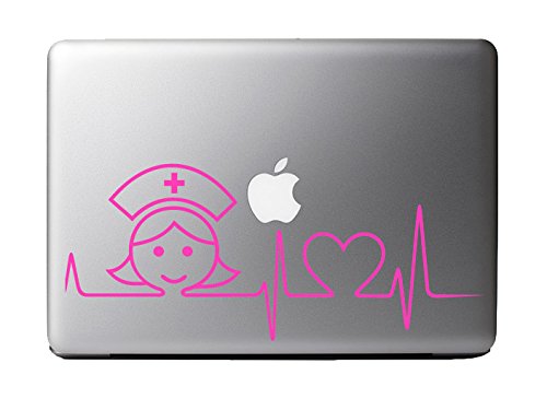 Nurse Heartbeat Magenta Vinyl Decal Sticker for 13" Macbook Laptop Computer