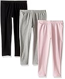 The Children's Place Big Girls' Solid Leggings (Pack of 3), Black/Grey/Pink, L (10/12)