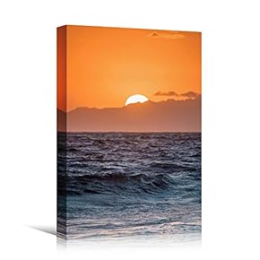 signwin Canvas Wall Art Ocean Sunset Coastal Orange...
