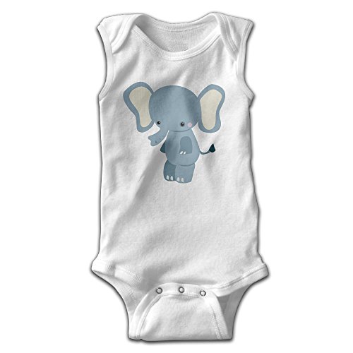 EVPOPC LVMI Jungle Animals Elephant Baby Boys' Sleeveless Bodysuit Romper Playsuit Outfits White