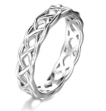 925 Sterling Silver Ring Boruo Celtic Knot High Polish Tarnish Resistant Eternity Wedding Band Stackable Ring
