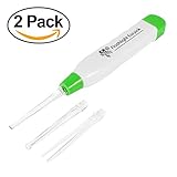 Eutuxia Ear Pick with LED Light. Earpick Earwax Cleaning & Removal Tool, Curette. Comes with 3 Sizes: Basic, Small & Tweezers. Store Extra Extensions in The Rear. Better Accuracy & Precision. [2 PK]