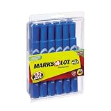 Marks-A-Lot Large Chisel Tip Permanent Marker Set, Blue, Pack of 12 (98410)