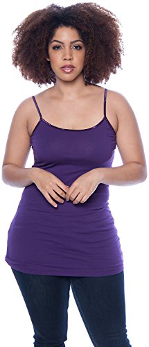2 Pack Active Basic Women's Plus Size Basics Cami Tank Top 2X H Gray, Purple