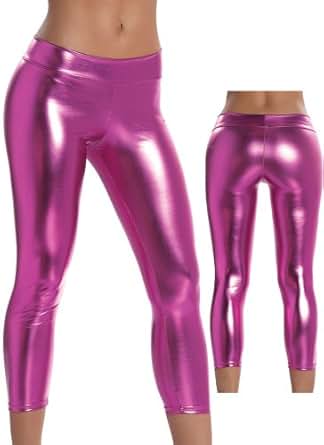 Amazon.com: Sexy Magenta Pink Metallic Leggings: Leggings Pants: Clothing