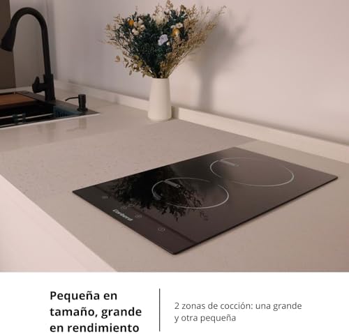 Corberó – Placa Vitrocerámica Domino 2 zonas | CCVGD25BF | 9 Niveles de Potencia | Control Táctil | Potencia 2900 W | Desconexión Automática | Bloqueo Infantil |Indicador Calor Residual |Negro