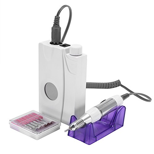 Electric Nail Drill Machine Set, Professional 30000rmp Nail Manicure File Tools with LCD Display for Home and Nail Salon White（110V US Plug）