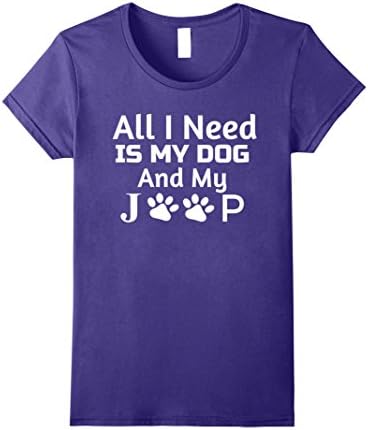Womens Best T-shirt gift for Jeep and Dog lovers- Need dog and Jeep Large Purple