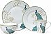222 Fifth 16-Piece Porcelain Dinnerware Set for 4, Elegant Plates and Bowls Sets-White, Teal, Gold Ceramic Dishes, Chip Proof Kitchen and Dining Dish Set, Microwave & Dishwasher Safe, Peacock Garden