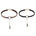 Udobuy 2 Pcs Set Fashion Simple Style Black Velvet PU Leather Choker Necklace Eye Bead Charm Tattoo Choker
