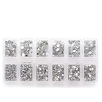 Zealer 1800pcs Clear Crystal Nail Art Rhinestones Round Beads Top Grade Flatback Glass Charms Gems Stones for Nails Decoration Crafts Eye Makeup Clothes Shoes 300pcs Each (Mix SS3 6 10 12 16 20)