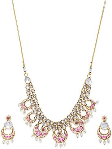 ZAVERI PEARLS Kundan Jewellery Set For Women (Golden) (Zpfk7839