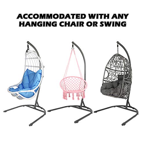 LAZZO Hammock Chair Stand, Indoor Outdoor CType Hanging Chair Stand, Heavy Duty Steel Solid