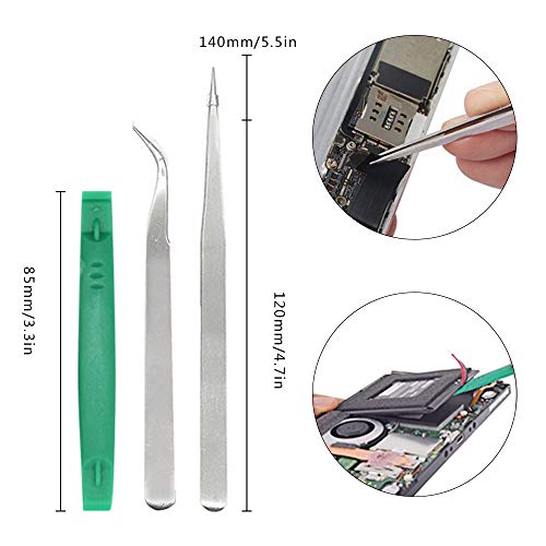 DLseego Torx Screwdriver Sets with T3 T4 T5 T6 T7 T8 T10 Star Screwdrivers, 12 In 1 Stainless Steel Tweezers & Double-headed Crowbar & Suction Cup for Phone/Mac/Computer Repairing