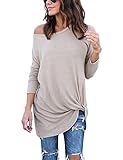 LookbookStore Women's Casual Soft Long Sleeves Knot Side Twist Knit Blouse Top