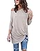 LookbookStore Women's Casual Soft Long Sleeves Knot Side Twist Knit Blouse Top