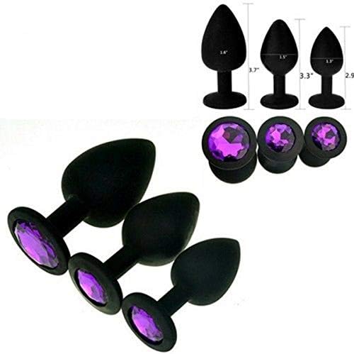 3Pcs 3 Size Superior Silicone Jeweled Bûtt Toy Pl-û-gs Begginers Trainer Kit Amal Pl-û-gs for Women Set Tshirt-Stick01