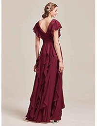 AW Gasa Vestidos de Dama de honor con Mangas Largas Vestidos de Fiesta de las Mujeres de la Boda de Invitados Vestidos Formal