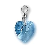 Sterling Silver Aqua Blue March Crystal Heart Birth