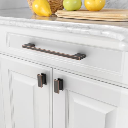 Amerdeco 6 Pieces Oil Rubbed Bronze Handles 160 mm for Cabinets Black - Stainless Steel Handles for Drawers and Sliding Doors - Furniture Handles