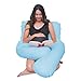 Meiz Pregnancy Pillow - Maternity Pillow for Side Sleeping - Total Body Support Pillow - Nursing Cushion for Baby - 100% Cotton Zipper Pillow Cover (Blue)