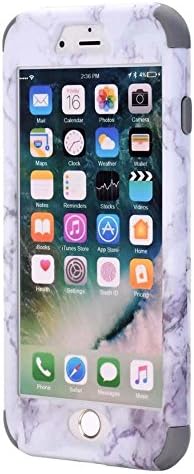 iPhone 7 Plus Case,iPhone 8 Plus Case 3-in-1 Design Marble Grain Surface Dual Layer Silion Gel Inner Shock Resistant Case For iPhone 7/8plus (Gray)