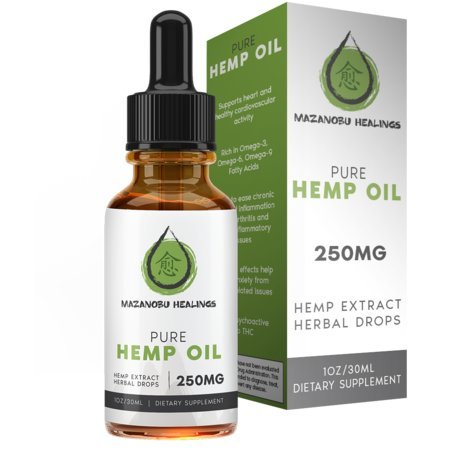 Hemp Oil for Pain Relief - 250mg All-Natural Formula - Packed with Vitamins - Good Source of Omega 3 and 6 Fatty Acids - Promotes Heart Health - Zero THC CBD Cannabidiol - Mazanobu Healings