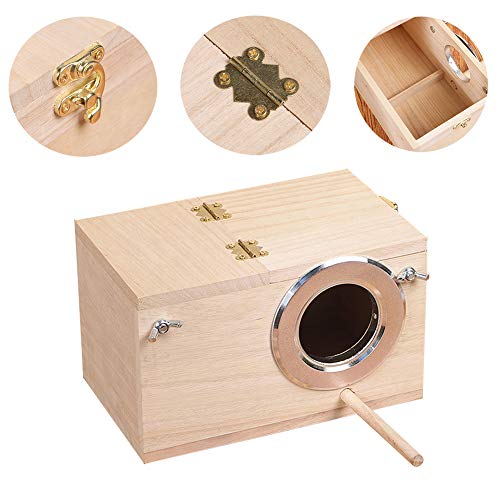 Pet Wood Parakeet Budgie Cockatiel Breeding Nesting Bird Avery Cage Box (S) - Thumbnail 2