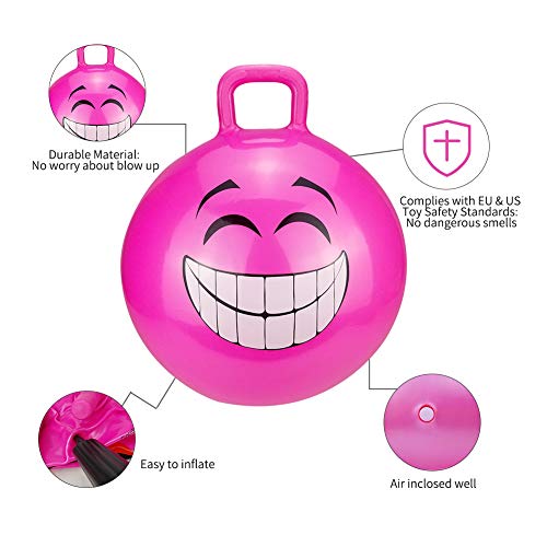 Space Hopper Ball, Jumping Ball, Hopping Ball, Hippity Hop Ball for Kids Ages 3-6, Bouncy Ball with Handles, Kangaroo Bouncer, Sit and Bounce, 18 Inches (Pump Included)