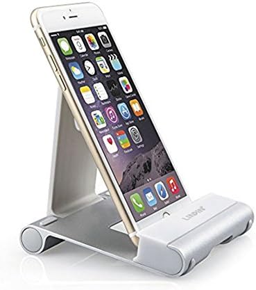 Adjustable Phone/Tablet/Kindle Stand,Add Charging Holes[NEW UPGRADE],Phone&amp;Tablet Desktop/Sofa/Bed Mount Holder (silver)