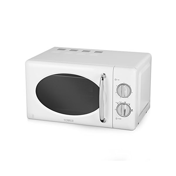 Tower-T24017-Manual-Solo-Microwave-with-6-Power-Levels-30-Minute-Timer-Defrost-Function-Stainless-Steel-Interior-800-W-20-liters-White Tower T24017 20L Manual Microwave with 800W Power Output and 30 Minute Timer, Stainless Steel,White