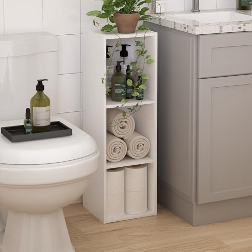 Furinno Fulda 3 Tier Space Saving Bookcase 25cm Wide White