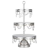 'Sophia Collection'' 3 Tier Dessert Stand, Cupcake Tower with Crystal Beads and Dangles, 22