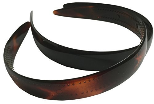 Parcelona Made in France Set of 2 Shell Brown N Black Wide Celluloid Hair Head Band Headband