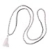 KELITCH Crysta AB Beaded Long Necklace White Tassel Pendant Women Strand Bracelet for Summer (White)