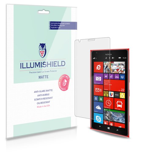 iLLumiShield - Nokia Lumia 1520 Anti-Glare (Matte) Screen Protector HD Clear Film / Anti-Bubble & Anti-Fingerprint / Premium Japanese High Definition Invisible Crystal Shield – Free LifeTime Warranty – [3-Pack] Retail Packaging