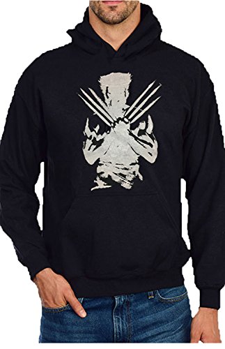 X-Men Wolverine Logo Men's Black Fleece Pullover Hoodie (L, Black)