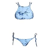 Ayliss Women Tie Dye Bandage Push up Padded Bikini Set with Side-tie Bottom
