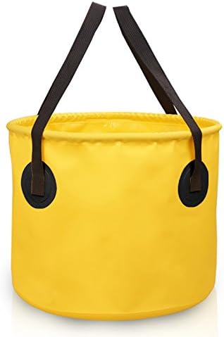 Collapsible Bucket Camping Folding Wash Basin Water Storage Container Lightweight For Fishing Hiking Travelling Washing 5 gallon (Yellow)