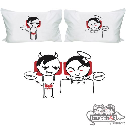 BoldLoft Unwrap Me Iâ€™m Yours Funny Couple Pillowcases-Naughty Gifts for Her, Naughty Valentines Day Gifts, Honeymoon Gifts, Naughty Engagement Gifts, Funny Birthday Gifts for Her Gag Gifts for Women